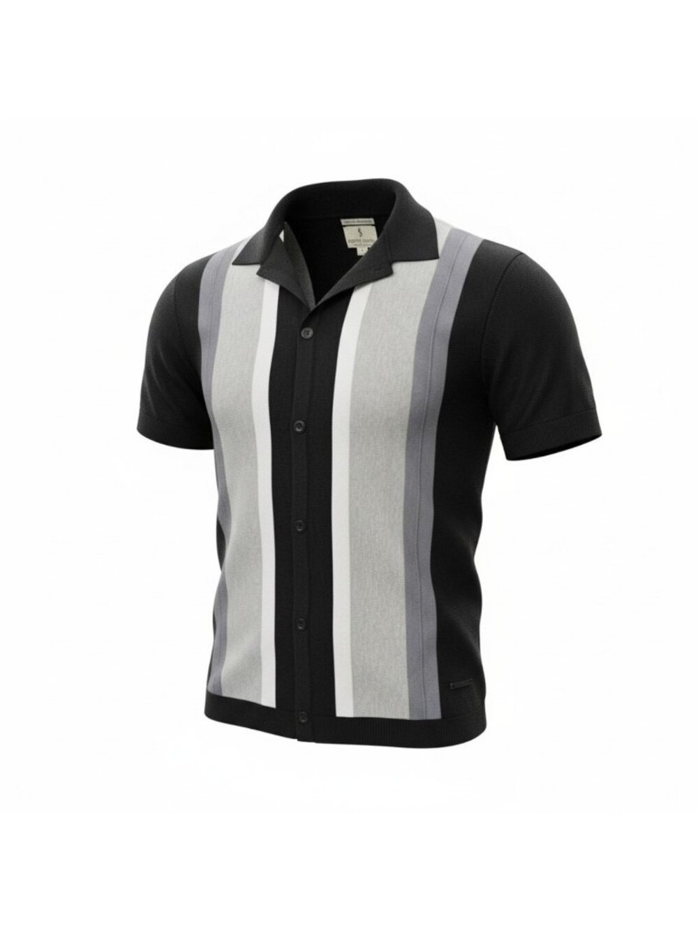 Scott James Men Size Large Stripe Short Sleeve Button-Down Polo Sweater Top